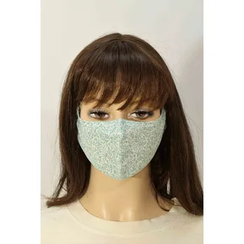 rouška Antibakteriální jednovrstvá rouška se stříbrem zelené kytičky AH1078