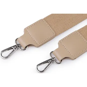 Galanterie Textilní ucho / popruh na tašku s karabinami 113 cm - béžová nikl