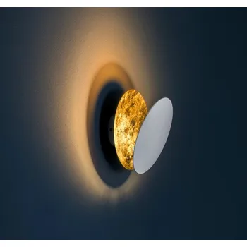 Catellani & Smith Luxusní nástěnné/stropní LED svítidlo Lederam W, Ø17 cm, 2700K, 1x15W Barva: Černo/zlatá