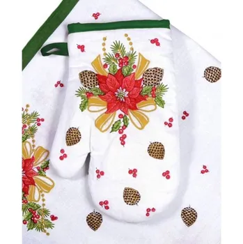 Chňapka Kuchyňská chňapka 1 ks Vánoční hvězda zelený okraj