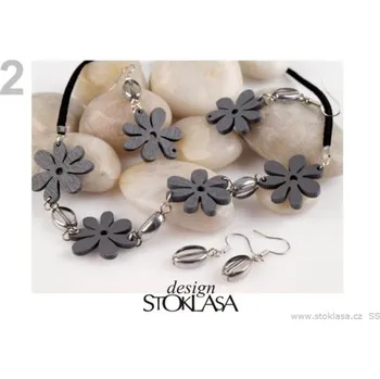 Módní doplněk Náhrdelník a 2ks náušnice FLOWER DESIGN STOKLASA (1 sada) - 2 šedá neutrální