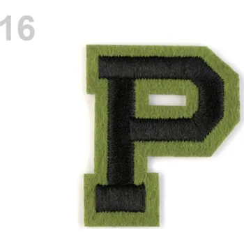 Textilní nažehlovací páska Nažehlovačka písmena černo/zelená - 16 "P" zelená