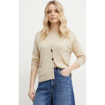 Dámský svetr Vlněný svetr Weekend Max Mara dámský, béžová barva, lehký, 2515381011600 08X, vel. S