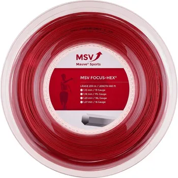 Struna na výplet tenisové rakety MSV Focus HEX tenisový výplet 200 m červená průměr 1,27