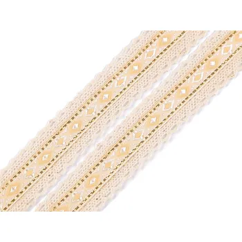 Krajka Bavlněná krajka / vsadka šíře 30 mm METRÁŽ - 3 režná světlá
