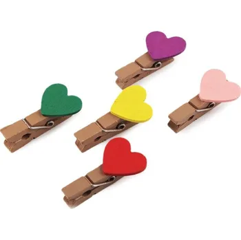 Vánoční dekorace Dřevěné Kolíčky s Romantickým Srdíčkem - 2 barevný mix