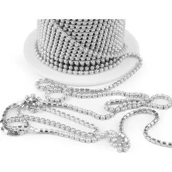 Perlový prýmek / borta šíře 2 mm METRÁŽ - 1 perlová stříbrná