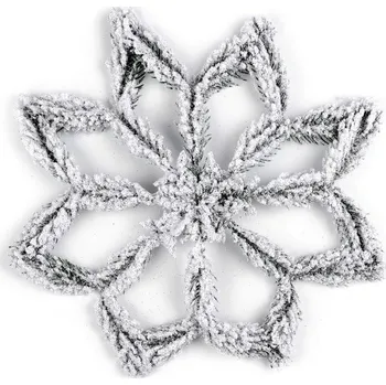 umělá květina Zimní dekorační květ / vločka zasněžená 30 cm - 2 zelená
