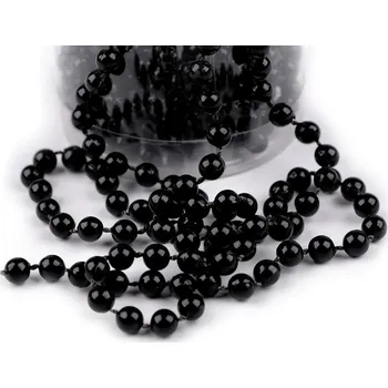 Vánoce Perlový vánoční řetěz Ø6 mm délka 2,5 metru - 11 černá