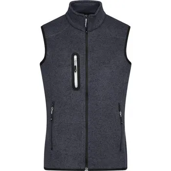 Dámská vesta James & Nicholson (Daiber) Dámská vesta z pleteného fleecu JN773 - Tmavě šedý melír / stříbrná | L