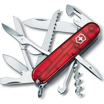 Multifunkční nůž Nůž Victorinox Huntsman červená transparentní 1.3713.TB1 + 5 let záruka a dárek ZDARMA
