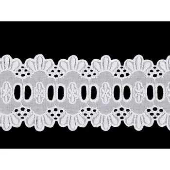 Krajka Bavlněná madeira - štykování vsadka šíře 65 mm - bílá