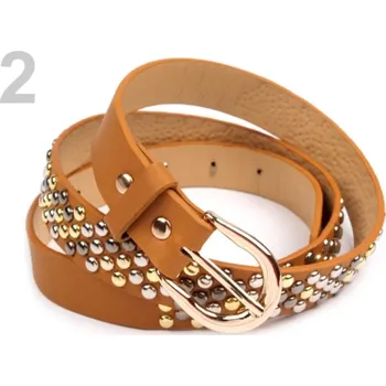 Módní doplněk Dámský pásek 2,2x110cm s cvoky - 2 béžová tm.