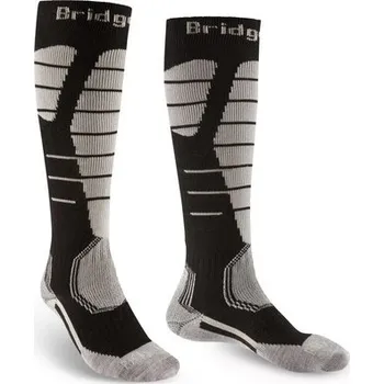 Pánské termo ponožky Bridgedale Men's Ski Easy On Merino Performance Over Calf black/grey - M (6-8,5) / EU 40-43 / 24,5-27 cm
