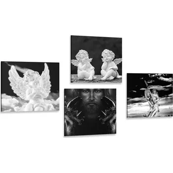 Obraz Dovido Set obrazů nebeská radost v černobílém provedení
