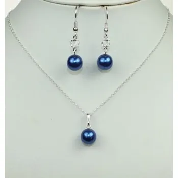 Dětské navlékací korálky Soupravy bižuterie - Korálky a perličky - 4801-0019+4802-0020 - S03 - Modrá - stříbro