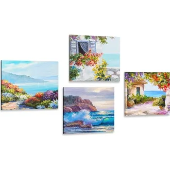 Obraz Dovido Set obrazů mořská krajina v imitaci malby