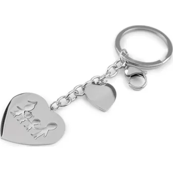 Přívěsek na klíče / kabelku z nerezové oceli - 7 platina srdce