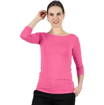 Dámská halenka Bambusový Top Lodička 3/4 Rukáv Fuchsiová Dámská Velikost: M