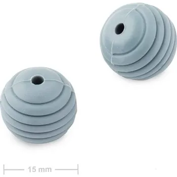 Dětské navlékací korálky Silikonové kulaté korálky s vroubky 15 mm Dim Grey