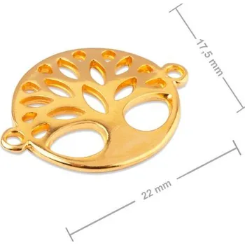 Přívěsek Manumi spojovací díl strom života 22x17,5 mm pozlacený