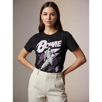 Sinsay - Bavlněná košilka s potiskem David Bowie - černá - 8112J-99X - 8112J-99X-XS