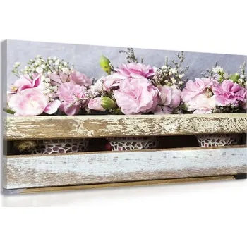 Obraz Dovido Obraz květiny v dřevěné bedničce bez srdíčka