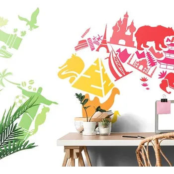 Tapeta Dovido Tapeta mapa světa se symboly kontinentů