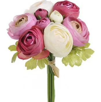 umělá květina Kytice Ranunculus pryskyřník svazek krémová+růžová