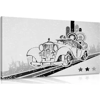 Obraz Dovido Obraz černobílé auto s vintage pozadím