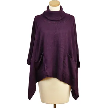 Šála Vlněné pončo vínové