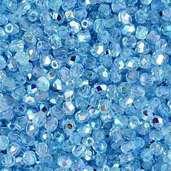 Dětské navlékací korálky Manumi české broušené korálky 3 mm Aquamarine AB