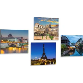 Obraz Dovido Set obrazů romantický noční Paříž