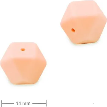 Dětské navlékací korálky Silikonové korálky hexagon 14 mm Sweet Peach