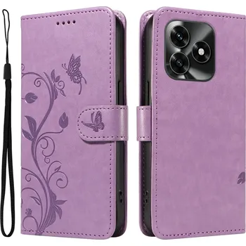 Pouzdro na mobilní telefon Flowers knížkové pouzdro na Honor X5c Plus - světlefialové