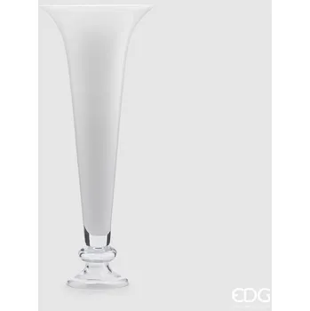 Váza Skleněná váza Nida trumpeta bílá, 70x30 cm