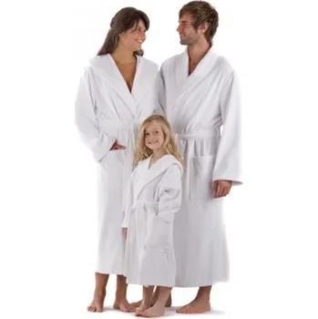 Dámský župan Unisex dlouhý bambusový župan s kapucí SAUNA bílá - S