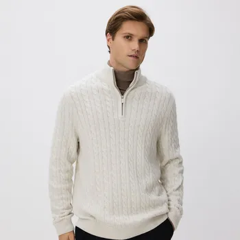 Pánský svetr Reserved - Svetr s příměsí vlny - krémová - 080FR-01M - 080FR-01M-M