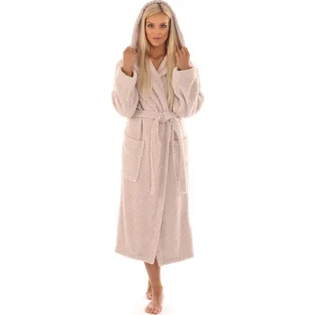 Dámské noční prádlo Bavlněný župan Athena s kapucí oříškový 31 16 8151 - XXL