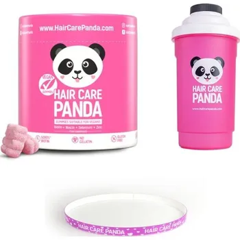 Vlasová regenerace Noble Health Výhodný komplet - Vitamíny na vlasy Hair Care Panda 300 g + Shaker 600 ml + Čelenka