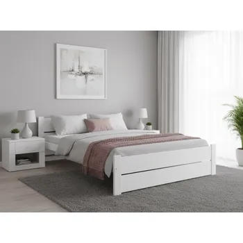 Nábytek Postel IKAROS DOUBLE 160 x 200 cm, bílá Rošt: S laťkovým roštem, Matrace: Matrace Deluxe 10 cm