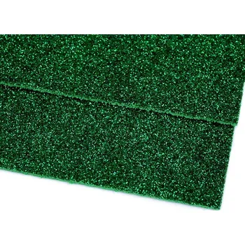 Pěnová guma Moosgummi s glitry 20x30 cm 2 kusy - 11 zelená vánoční