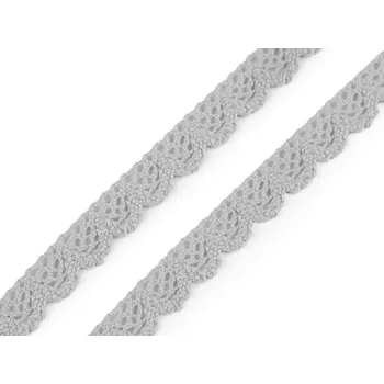 Krajka Bavlněná krajka šíře 14 mm paličkovaná balení 22,5 METRU - 4 šedá