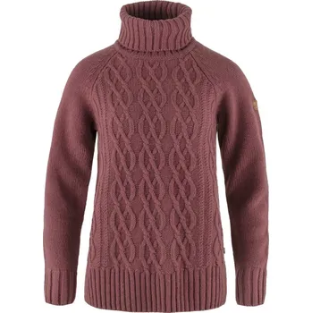 Dámské oblečení svetr dámský FJÄLLRÄVEN Övik Cable Knit Roller Neck W, Mesa Purple - XL