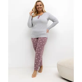 Dámské pyžamo Dámské šedé pyžamo s květinovým potiskem DU-PI-