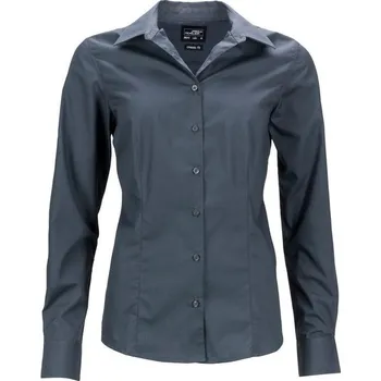 Dámská košile James & Nicholson (Daiber) Dámská košile s dlouhým rukávem JN641 - Tmavě šedá | XL