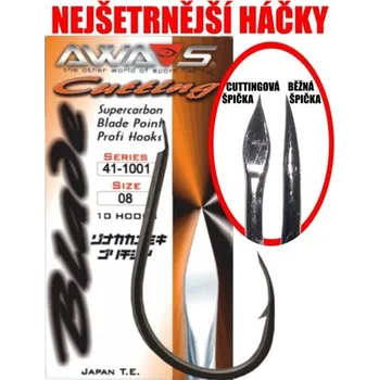 Rybářský háček Awa-S Háčky Cutting Blade 1001 Black Nickel 10ks - vel.6