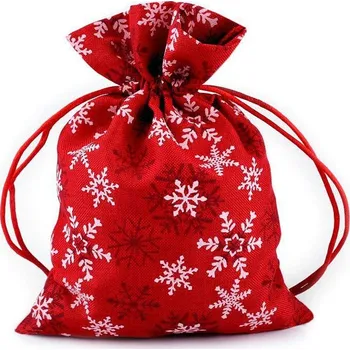 Vánoce Střední Vánoční Dárkový Pytlík - Rozměry 13x18 cm - 1 červená