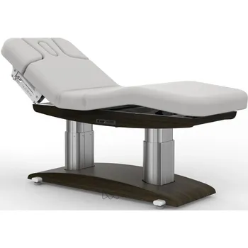 Masážní křeslo SPA Wellness lehátko TARA PLUS E4 - s vyhříváním a audio/vibračním systémem, černý ořech/světle šedá