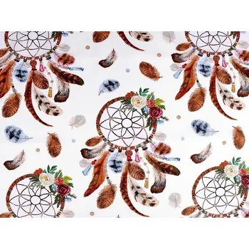 Bavlněná látka lapač snů METRÁŽ - 1 (184) bílá